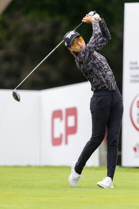 OTTAWA, ON - AUGUST 26: Jennifer Song of the United States tees off on the 1st hole during the second round of the CP Women™s Open on August 26, 2022, at The Ottawa Hunt and Golf Club in Ottawa, ON, Canada. (Photo by Richard A. Whittaker Icon Sportswire) GOLF: AUG 26 LPGA, Golf Damen - CP Women™s Open Icon2208261452