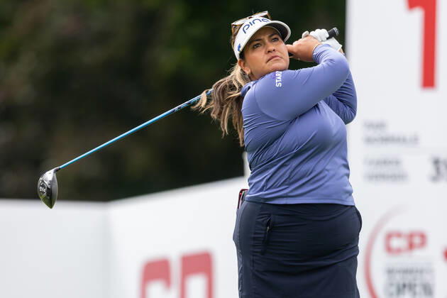 OTTAWA, ON - AUGUST 26: Lizette Salas of the United States tees off on the 1st hole during the second round of the CP Women™s Open on August 26, 2022, at The Ottawa Hunt and Golf Club in Ottawa, ON, Canada. (Photo by Richard A. Whittaker Icon Sportswire) GOLF: AUG 26 LPGA, Golf Damen - CP Women™s Open Icon2208261682