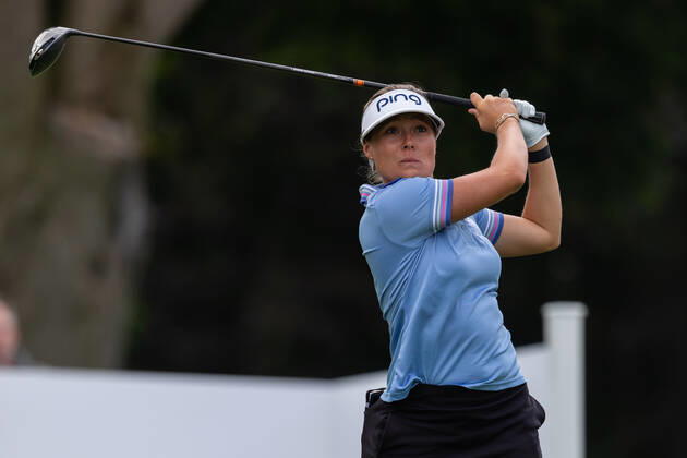 OTTAWA, ON - AUGUST 26: Linnea Johansson of Sweden tees off on the 1st hole during the second round of the CP Women™s Open on August 26, 2022, at The Ottawa Hunt and Golf Club in Ottawa, ON, Canada. (Photo by Richard A. Whittaker Icon Sportswire) GOLF: AUG 26 LPGA, Golf Damen - CP Women™s Open Icon2208262072
