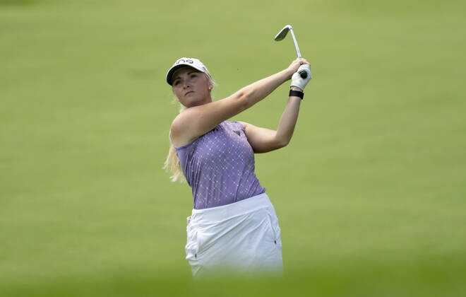 August 27, 2022, Ottawa, ON, Canada: Maddie Szeryk, of Canada, hits an approach shot on the 3rd hole during the third round action at the CP Women™s Open, Saturday, August 27, 2022 in Ottawa. Maddie Szeryk  - ZUMAc35_ 20220827_zaf_c35_015 Copyright: xAdrianxWyldx