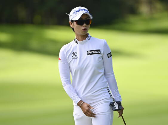 August 27, 2022, Ottawa, ON, CAN: South Korea s Na Rin An reacts after her putt on the 1st hole during the CP Women s Open in Ottawa, on Saturday, Aug. 27, 2022. Na Rin An  - ZUMAc35_ 20220827_zaf_c35_029 Copyright: xJustinxTangx