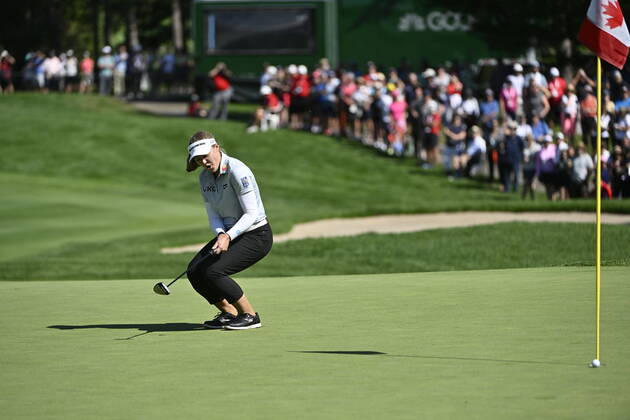 August 27, 2022, Ottawa, ON, CAN: Canada s Brooke Henderson reacts as her putt fails to enter the hole at the 18th green during the CP Women s Open in Ottawa, on Saturday, Aug. 27, 2022. Brooke Henderson  - ZUMAc35_ 20220827_zaf_c35_050 Copyright: xJustinxTangx