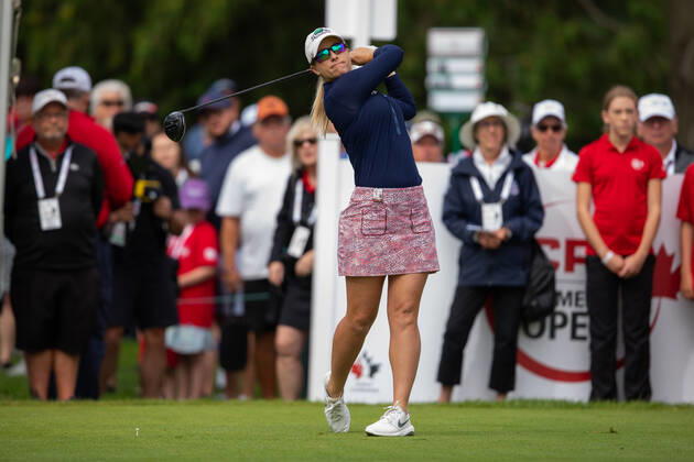 OTTAWA, ON - AUGUST 27: Jodi Ewart Shadoff of England on the 1st hole tee during the third round of the CP Women™s Open on August 27, 2022, at The Ottawa Hunt and Golf Club in Ottawa, ON, Canada. (Photo by Richard A. Whittaker Icon Sportswire) GOLF: AUG 27 LPGA, Golf Damen - CP Women™s Open Icon2208270153