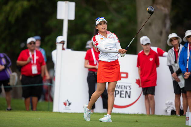 OTTAWA, ON - AUGUST 27: Atthaya Thitikul of Thailand on the 1st hole tee during the third round of the CP Women™s Open on August 27, 2022, at The Ottawa Hunt and Golf Club in Ottawa, ON, Canada. (Photo by Richard A. Whittaker Icon Sportswire) GOLF: AUG 27 LPGA, Golf Damen - CP Women™s Open Icon2208270403