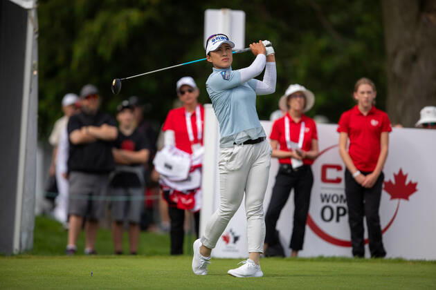 OTTAWA, ON - AUGUST 27: Amy Yang of South Korea on the 1st hole tee during the third round of the CP Women™s Open on August 27, 2022, at The Ottawa Hunt and Golf Club in Ottawa, ON, Canada. (Photo by Richard A. Whittaker Icon Sportswire) GOLF: AUG 27 LPGA, Golf Damen - CP Women™s Open Icon2208270533