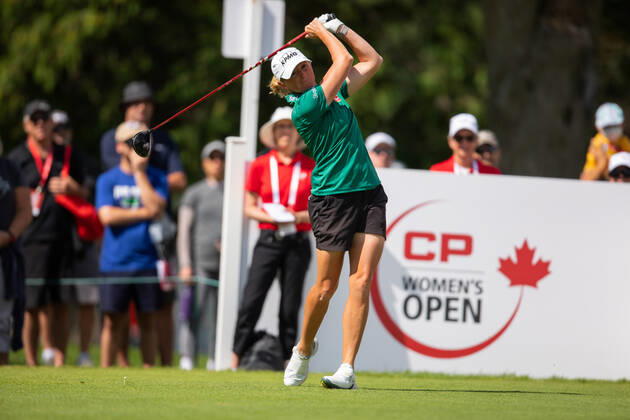 OTTAWA, ON - AUGUST 27: Stacy Lewis of the United States on the 1st hole tee during the third round of the CP Women™s Open on August 27, 2022, at The Ottawa Hunt and Golf Club in Ottawa, ON, Canada. (Photo by Richard A. Whittaker Icon Sportswire) GOLF: AUG 27 LPGA, Golf Damen - CP Women™s Open Icon2208271073