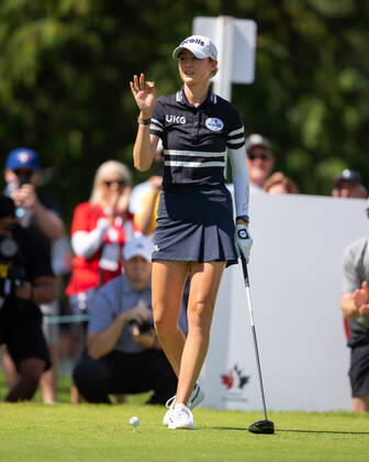 OTTAWA, ON - AUGUST 27: Nelly Korda of the United States on the 1st hole tee during the third round of the CP Women™s Open on August 27, 2022, at The Ottawa Hunt and Golf Club in Ottawa, ON, Canada. (Photo by Richard A. Whittaker Icon Sportswire) GOLF: AUG 27 LPGA, Golf Damen - CP Women™s Open Icon2208271333