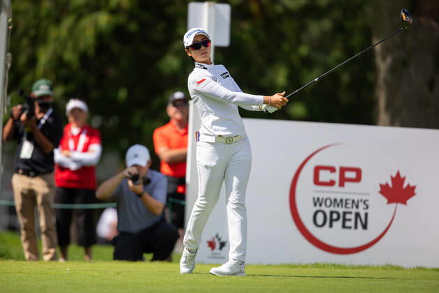 OTTAWA, ON - AUGUST 27: Narin An of South Korea on the 1st hole tee during the third round of the CP Women™s Open on August 27, 2022, at The Ottawa Hunt and Golf Club in Ottawa, ON, Canada. (Photo by Richard A. Whittaker Icon Sportswire) GOLF: AUG 27 LPGA, Golf Damen - CP Women™s Open Icon2208271523