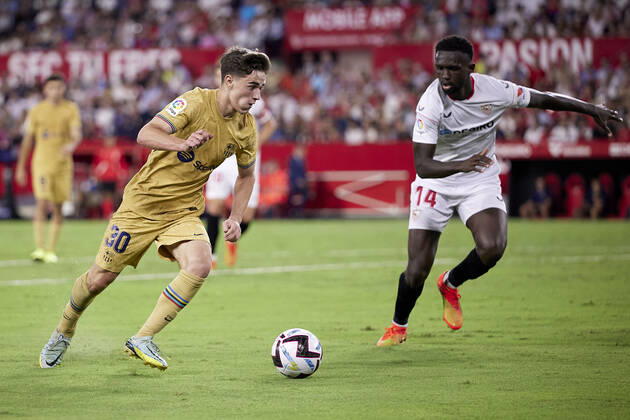 Sevilla FC v FC Barcelona, Barca LaLiga Santander, Seville, Spain Seville, Spain. 03rd September 2022. Gavi (30) of FC Barcelona seen during the LaLiga Santander match between Sevilla FC and FC Barcelona at Estadio Ramon Sanchez Pizjuan in Seville. Seville Andalucia Spain Estadio Ramon Sanchez Pizjuan  Copyright: xGonzalesxPhoto JesusxRuizxMedinax