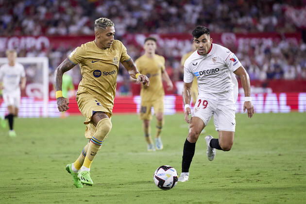 Sevilla FC v FC Barcelona, Barca LaLiga Santander, Seville, Spain Seville, Spain. 03rd September 2022. Raphinha (22) of FC Barcelona seen during the LaLiga Santander match between Sevilla FC and FC Barcelona at Estadio Ramon Sanchez Pizjuan in Seville. Seville Andalucia Spain Estadio Ramon Sanchez Pizjuan  Copyright: xGonzalesxPhoto JesusxRuizxMedinax