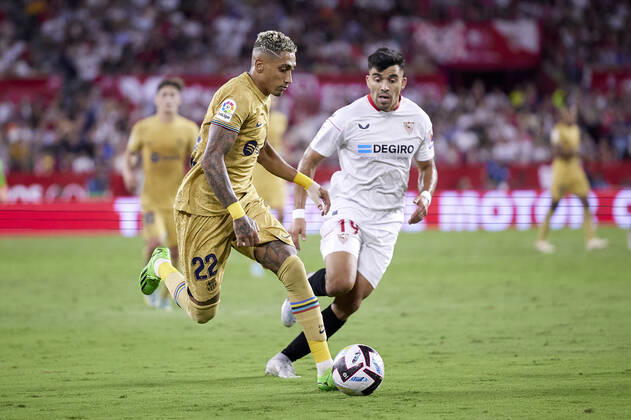 Sevilla FC v FC Barcelona, Barca LaLiga Santander, Seville, Spain Seville, Spain. 03rd September 2022. Raphinha (22) of FC Barcelona seen during the LaLiga Santander match between Sevilla FC and FC Barcelona at Estadio Ramon Sanchez Pizjuan in Seville. Seville Andalucia Spain Estadio Ramon Sanchez Pizjuan  Copyright: xGonzalesxPhoto JesusxRuizxMedinax