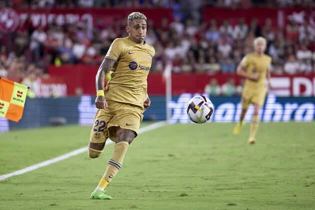 Sevilla FC v FC Barcelona, Barca LaLiga Santander, Seville, Spain Seville, Spain. 03rd September 2022. Raphinha (22) of FC Barcelona seen during the LaLiga Santander match between Sevilla FC and FC Barcelona at Estadio Ramon Sanchez Pizjuan in Seville. Seville Andalucia Spain Estadio Ramon Sanchez Pizjuan  Copyright: xGonzalesxPhoto JesusxRuizxMedinax