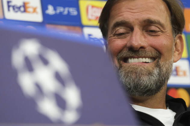 Sport Bilder des Tages Italy: press conference, PK, Pressekonferenz Liverpool Liverpool s German coach Jurgen Klopp During press conference Liverpool before UEFA Champions League Group A match against Liverpool at Napoli 06, 2022, in Castel Volturno, Italy. ABPH0322 Copyright: xAntonioxBalascox