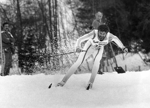 OBERSTDORF 1987 - Det sprutade om skidorna när altmeistern Thomas Wassberg vann guldet pa 3-milen i VM i Oberstdorf. OBERSTDORF GERMANY PB-KOD:1003 x190x  Copyright: xPRESSENSxBILDx SKID-VM 1987 30 KM HERRAR
