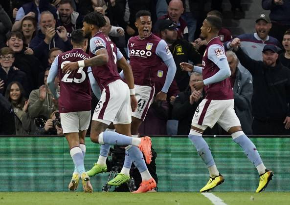 Birmingham, England, 16th September 2022. Jacob Ramsey of Aston Villa celebrates scoring the first goal during the Premier League match at Villa Park, Birmingham. Picture credit should read: Andrew Yates Sportimage EDITORIAL USE ONLY. No use with unauthorised audio, video, data, fixture lists, club league logos or live services. Online in-match use limited to 120 images, no video emulation. No use in betting, games or single club league player publications. SPI-1879-0019