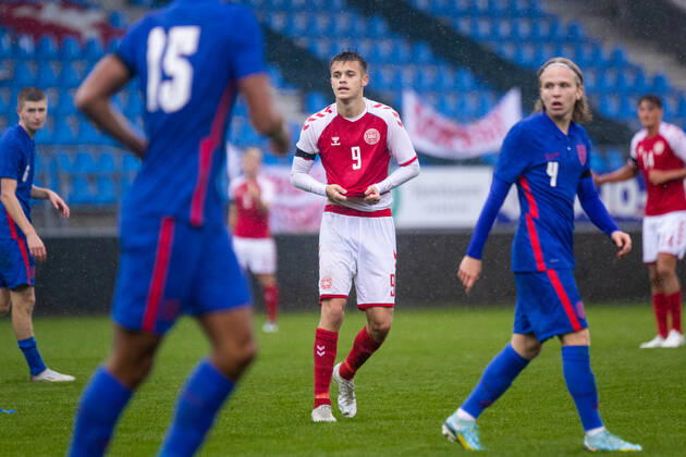 Denmark U19 v England U19, UEFA U19 Championship qualifier, Hobro, Denmark Hobro, Denmark. 27th, September 2022. Oliver Ross (9) of Denmark seen during the UEFA U19 Championship qualifier between Denmark and England at DS Arena in Hobro. Hobro Denmark Copyright: xGonzalesxPhoto BalazsxPopalx