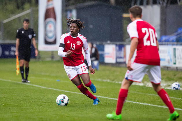 Denmark U19 v England U19, UEFA U19 Championship qualifier, Hobro, Denmark Hobro, Denmark. 27th, September 2022. Patrick Dorgu (13) of Denmark seen during the UEFA U19 Championship qualifier between Denmark and England at DS Arena in Hobro. Hobro Denmark Copyright: xGonzalesxPhoto BalazsxPopalx