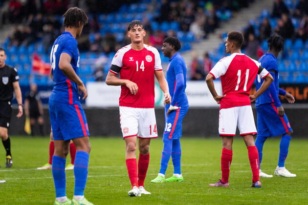 Denmark U19 v England U19, UEFA U19 Championship qualifier, Hobro, Denmark Hobro, Denmark. 27th, September 2022. Silas Andersen (14) of Denmark seen during the UEFA U19 Championship qualifier between Denmark and England at DS Arena in Hobro. Hobro Denmark Copyright: xGonzalesxPhoto BalazsxPopalx