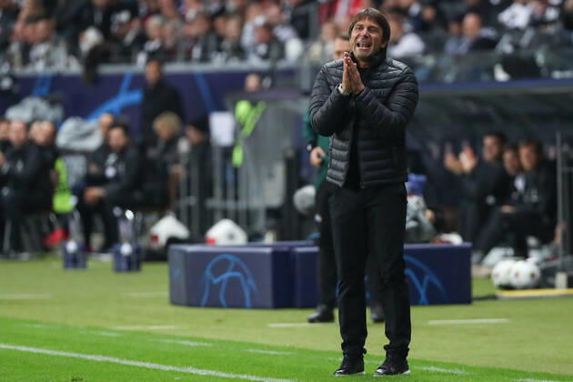xMHx Champions League Eintracht Frankfurt Tottenham Hotspur on 04 10 2022 at Deutsche Bank Park in Frankfurt coach Antonio Conte Tottenham is struggling with a missed opportunity MH