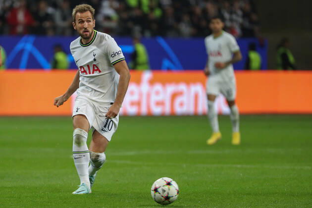 xMHx Champions League Eintracht Frankfurt Tottenham Hotspur on 04 10 2022 at Deutsche Bank Park in Frankfurt Harry Kane Tottenham 10 on the ball MH