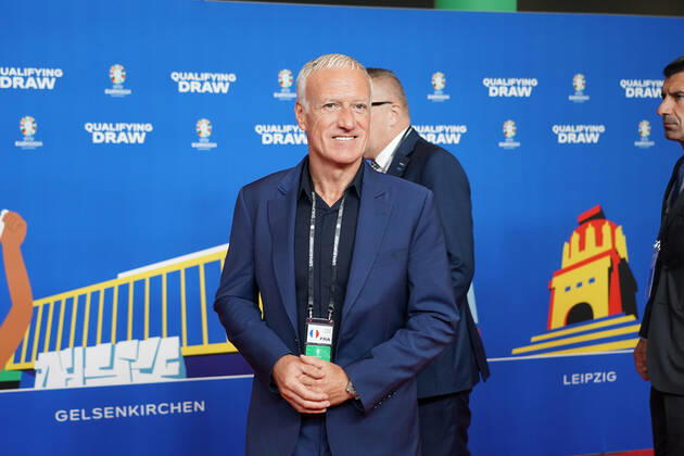 National coach Didier Deschamps France at the draw of the qualifying groups for the European Championship 2024 in the Frankfurt Festhalle Frankfurt 09 10 2022 EURO2024 Qualifying Draw EM 2024 Draw of the qualifying groups, Festhalle Frankfurt