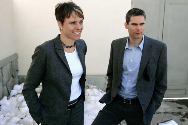 PRAGELATO 2006 02 09 On Thursday, February 9, the Swedish cross-country skiing team held a press conference at their hotel in Pragelato during the Winter Olympics in Italy Marie Svan and Tomas Alsgaard PRAGELATO ITALY OS x10260x  Copyright: xHENRIKxMONTGOMERYx 10060