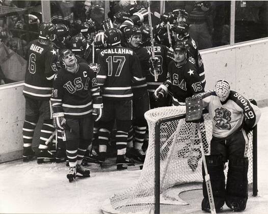 USA LAKE PLACID 1980 02 24 Team USA celebrates winning vs Finland 4 2 during the Olympic Final 1980 LAKE PLACID USA Other sports x190x  Copyright: xHeikkixKotilainen TTx ISHOCKEYLAG
