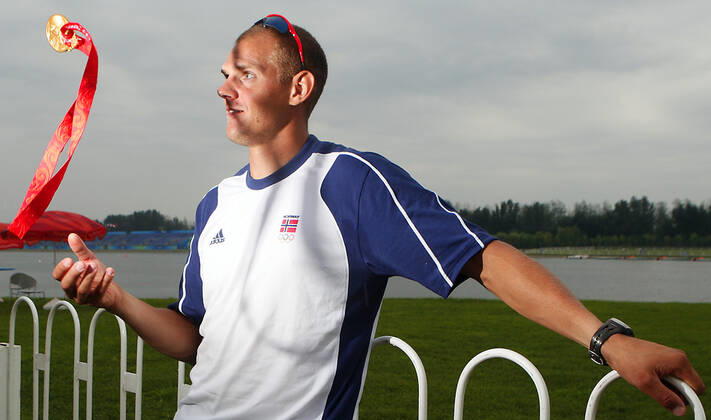 BEIJING, CHINA 20080817 20 hours after his gold race, norwegian rower Olaf Tufte is back at the Shunyi Olympic Rowing Park Finaly he has time to reflect on winning anthother gold medal and to consider his future Saturday, Tufte took the gold medal in the men s single sculls rowing competion during the Beijing 2008 Olympic Games BEIJING CHINA PICTURES x10550x  Copyright: xJunge,xHeikox OLYMPIC GAMES BEIJING