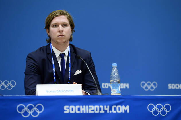 SOCHI 2014 02 23 Tre Kronor player Nicklas Bäckström speaks during a press conference after Bäckström was tested positive for a banned substance prior to the Olympic ice hockey final Canada vs Sweden during the Sochi 2014 Winter Olympics in Sochi, Russia, February 23, 2014 Canada won Olympic final the match 3 0 SOTJI RYSSLAND x10050x  Copyright: xPONTUSxLUNDAHLx OS SOTJI 2014 ISHOCKEY PK