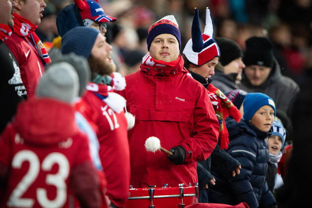 Norway v Finland, football friendly, Oslo, Norway Oslo, Norway. 20th, November 2022. Football fans of Norway seen on the stands during the football friendly match between Norway and Finland at Ullevaal Stadion in Oslo. Oslo Norway Copyright: xGonzalesxPhoto Jan-ErikxEriksenx