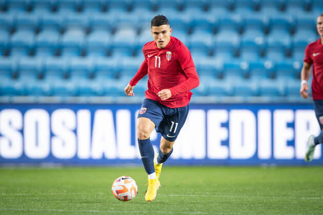 Norway v Finland, football friendly, Oslo, Norway Oslo, Norway. 20th, November 2022. Mohamed Elyounoussi (11) of Norway seen during the football friendly match between Norway and Finland at Ullevaal Stadion in Oslo. Oslo Norway Copyright: xGonzalesxPhoto Jan-ErikxEriksenx