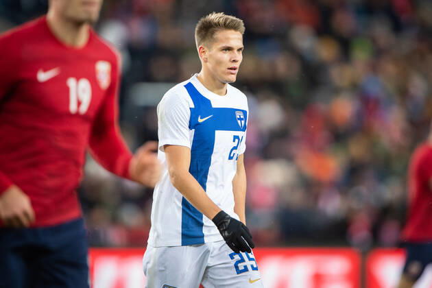 Norway v Finland, football friendly, Oslo, Norway Oslo, Norway. 20th, November 2022. Niilo Maenpaa (25) of Finland seen during the football friendly match between Norway and Finland at Ullevaal Stadion in Oslo. Oslo Norway Copyright: xGonzalesxPhoto Jan-ErikxEriksenx
