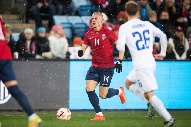 Norway v Finland, football friendly, Oslo, Norway Oslo, Norway. 20th, November 2022. Julian Ryerson (14) of Norway seen during the football friendly match between Norway and Finland at Ullevaal Stadion in Oslo. Oslo Norway Copyright: xGonzalesxPhoto Jan-ErikxEriksenx