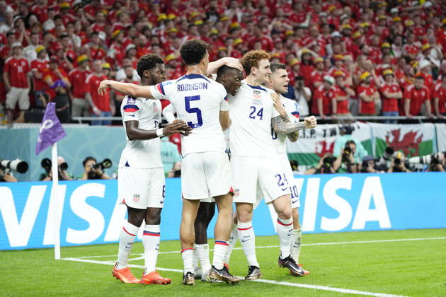 USA v Wales: Group B - FIFA World Cup, WM, Weltmeisterschaft, Fussball Qatar 2022 Timothy Weah Centre-Forward of USA and LOSC Lille celebrates after scoring his sides first goal during the FIFA World Cup Qatar 2022 Group B match between USA and Wales at Ahmad Bin Ali Stadium on November 21, 2022 in Doha, Qatar. Doha Qatar Copyright: xJosexBretonx originalFilename:breton-usavwale221121_npf7h