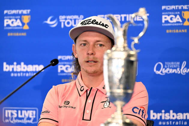 PGA, Golf Herren CHAMPIONSHIP PRESSERS, Cameron Smith is seen with the British Open trophy during a press conference, PK, Pressekonferenz ahead of the 2022 Australian PGA Championship, at Royal Queensland Golf Club in Brisbane, Tuesday, November 22, 2022. ( NO ARCHIVING, EDITORIAL USE ONLY, NO USE IN BOOKS WITHOUT CONSENT BRISBANE QUEENSLAND AUSTRALIA Copyright: xDARRENxENGLANDx 20221122001733420211