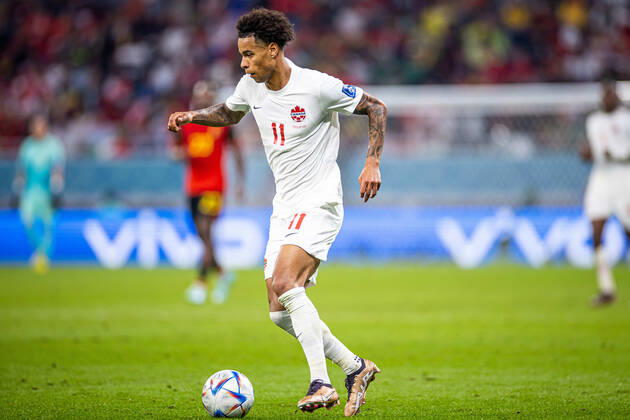 23.11.2022 DOHA, KATAR, AHMAD BIN ALI STADIUM, PILKA NOZNA MISTRZOSTWA SWIATA W PILCE NOZNEJ KATAR 2022 ( FIFA World Cup, WM, Weltmeisterschaft, Fussball QATAR 2022 ) MECZ BELGIA - KANADA GAME BELGIUM - CANADA NZ TAJON BUCHANAN FOTO LUKASZ SKWIOT CYFRASPORT NEWSPIX.PL --- Newspix.pl 20221123CSLS185