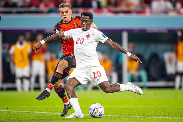 23.11.2022 DOHA, KATAR, AHMAD BIN ALI STADIUM, PILKA NOZNA MISTRZOSTWA SWIATA W PILCE NOZNEJ KATAR 2022 ( FIFA World Cup, WM, Weltmeisterschaft, Fussball QATAR 2022 ) MECZ BELGIA - KANADA GAME BELGIUM - CANADA NZ JONATHAN DAVID FOTO LUKASZ SKWIOT CYFRASPORT NEWSPIX.PL --- Newspix.pl 20221123CSLS191