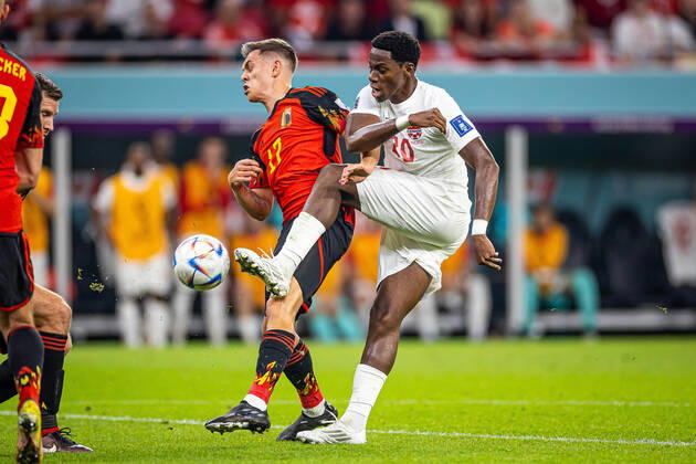 23.11.2022 DOHA, KATAR, AHMAD BIN ALI STADIUM, PILKA NOZNA MISTRZOSTWA SWIATA W PILCE NOZNEJ KATAR 2022 ( FIFA World Cup, WM, Weltmeisterschaft, Fussball QATAR 2022 ) MECZ BELGIA - KANADA GAME BELGIUM - CANADA NZ JONATHAN DAVID LEANDRO TROSSARD FOTO LUKASZ SKWIOT CYFRASPORT NEWSPIX.PL --- Newspix.pl 20221123CSLS192