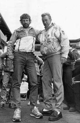 Oberstdorf 1987 02 10 World Ski Championships 1987 The two competitors Who will pull the longest 30 km Thomas Wassberg or Gunde Svan Oberstdorf West Germany x28x  Copyright: xSörenxKarlsson Expresen TTx SKID-VM 1987 WASSBERG-SVAN