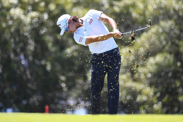 GOLF AUSTRALIAN PGA, Golf Herren Min Woo Lee plays a shot during Day 2 of the 2022 Fortinet Australian PGA Championship at the Royal Queensland Golf Club in Brisbane, Friday, November 25, 2022. ( NO ARCHIVING, EDITORIAL USE ONLY, NO USE IN BOOKS WITHOUT CONSENT BRISBANE QUEENSLAND AUSTRALIA  Copyright: xJONOxSEARLEx 20221125001734858739