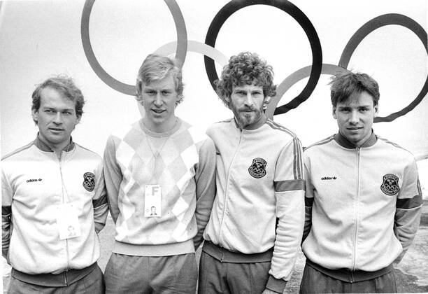 1984 Sarajevo Winter Olympics Cross-country skiing men 30 km The Swedish participants from left Jan Ottosson, Gunde Svan, Thomas Wassberg and Torgny Mogren, cross-country skiers Sweden 1984 02 07 c SWEDNER STEFAN Aftonbladet IBL Bildbyra EXPRESSEN OUT AFTONBLADET 2090 Swedish celebrities x2512x  Copyright: xAftonbladet TTx OS SARAJEVO 1984