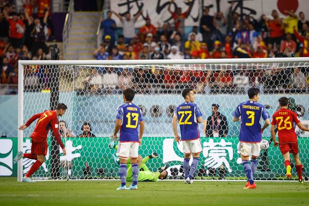 japan vs spain DOHA, CA - 01.12.2022: JAPAN VS SPAIN - MORATA Alvaro of Spain celebrates his goal during a match between Japan and Spain, valid for the group stage of the World Cup, held at Khalifa International Stadium in Doha, Qatar. (Photo: Rodolfo Buhrer La Imagem Fotoarena) x2303591x  RodolfoxBuhrer