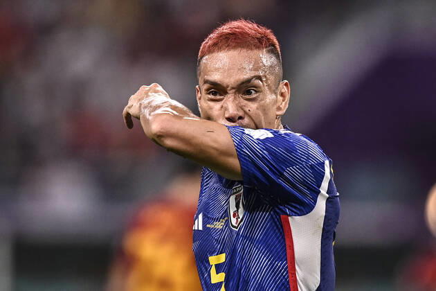 Foto LaPresse - Fabio Ferrari 01 Dicembre 2022 Doha, Qatar - - Calcio - Qatar 2022 - Coppa del Mondo Fifa - Giappone v Spagna - Gruppo E - Fase a Gironi - Khalifa International Stadium .Nella foto:Nagatomo Yuto (Japan); December 1, 2022 Doha, Qatar - sport - Soccer - Qatar 2022- FIFA World Cup, WM, Weltmeisterschaft, Fussball - Group E - Japan v Spain - group stage -Khalifa International Stadium.In the pic:Nagatomo Yuto (Japan);  Copyright: xFabioxFerrarix LaPressex