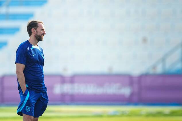 Mandatory Credit: Photo by Javier Garcia Shutterstock (13646877e) Gareth Southgate manager of England England Training, FIFA World Cup, WM, Weltmeisterschaft, Fussball 2022, Football, Al Wakrah Sports Complex, Al Wakrah, Qatar - 03 Dec 2022 Editorial Use Only England Training, FIFA World Cup 2022, Football, Al Wakrah Sports Complex, Al Wakrah, Qatar - 03 Dec 2022 Editorial Use Only  Copyright: xJavierxGarcia Shutterstockx 13646877e