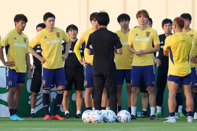 Japan Training Session - FIFA World Cup, WM, Weltmeisterschaft, Fussball Qatar 2022 Players of Japan during Japan training session at Al Sadd SC training center in Doha, Qatar on December 03, 2022. IgorxKralj PIXSELL