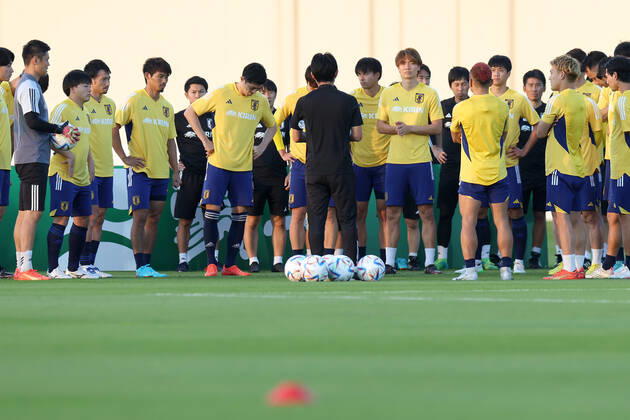 Japan Training Session - FIFA World Cup, WM, Weltmeisterschaft, Fussball Qatar 2022 Players of Japan during Japan training session at Al Sadd SC training center in Doha, Qatar on December 03, 2022. IgorxKralj PIXSELL