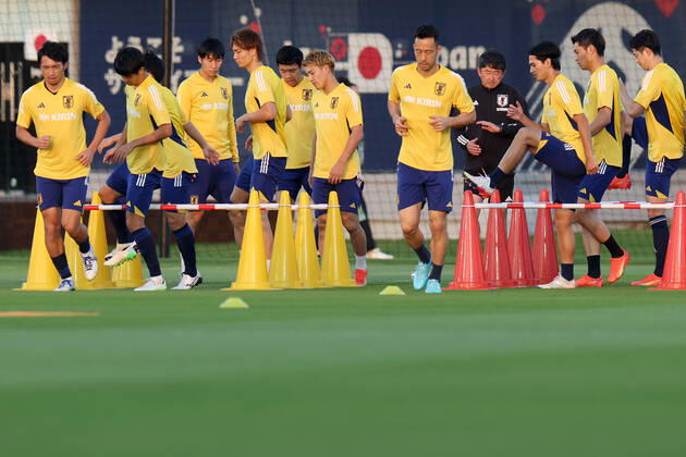 Japan Training Session - FIFA World Cup, WM, Weltmeisterschaft, Fussball Qatar 2022 Players of Japan during Japan training session at Al Sadd SC training center in Doha, Qatar on December 03, 2022. IgorxKralj PIXSELL