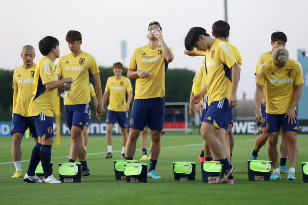 Japan Training Session - FIFA World Cup, WM, Weltmeisterschaft, Fussball Qatar 2022 Players of Japan during Japan training session at Al Sadd SC training center in Doha, Qatar on December 03, 2022. IgorxKralj PIXSELL