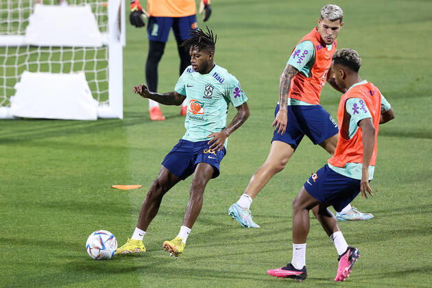 Brazil Training Session - FIFA World Cup, WM, Weltmeisterschaft, Fussball Qatar 2022 Fabinho of Brazil during Brazil training session at Al Arabi SC Stadium in Doha, Qatar on December 6, 2022. GoranxStanzl PIXSELL