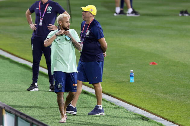 Brazil Training Session - FIFA World Cup, WM, Weltmeisterschaft, Fussball Qatar 2022 Neymar of Brazil during Brazil training session at Al Arabi SC Stadium in Doha, Qatar on December 6, 2022. GoranxStanzl PIXSELL